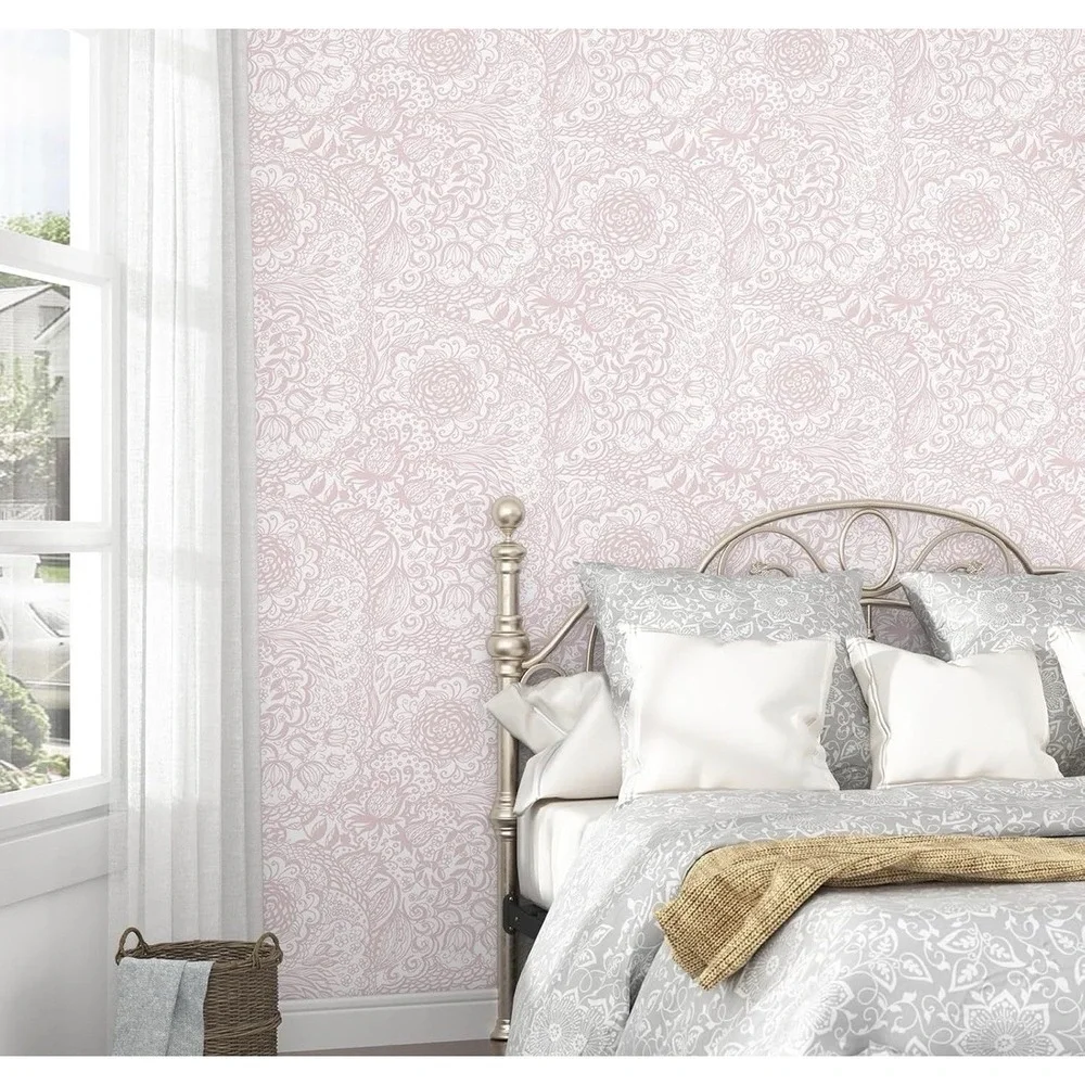 Angolo Abstract Pattern Pink White Wallpaper Roll Decorative Home Wall Covering